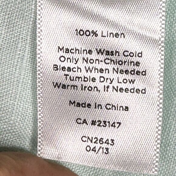 Talbots Top Shirt Linen Womens Mint Green Size XL Long Sleeve Classic Summer - Picture 9 of 11
